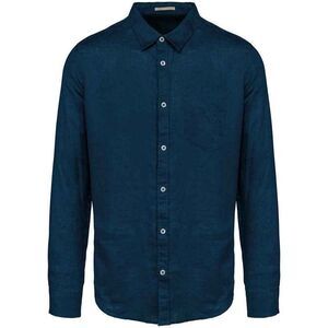 Spasso Mens Linen Long-Sleeved Shirt / Peacock Blue
